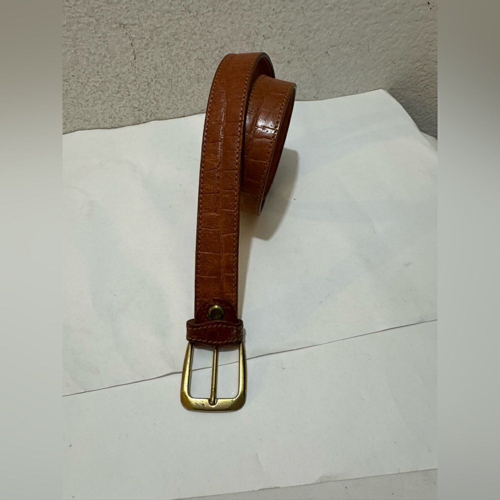 Rifle Leather Belt Company Rifle Italy RARE Vintage Leather croc Brown size M